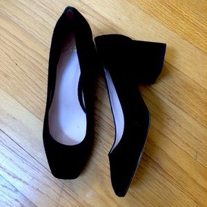 JCrew block heel black suede size 9